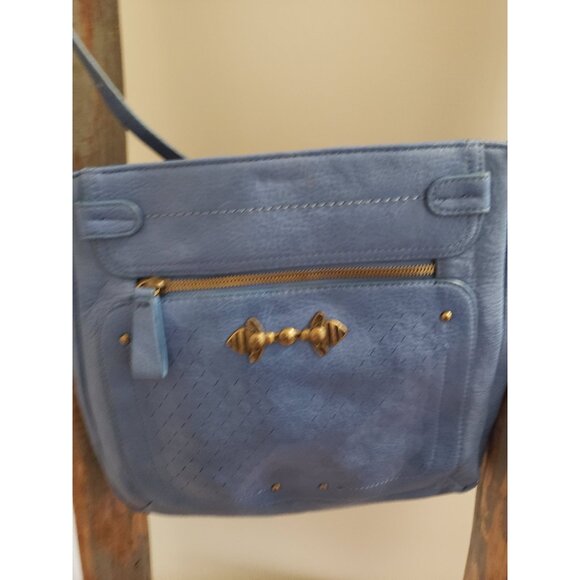 Blue Nica Shoulder Bag with Front Zipper Large Back Pocket Y2K - Picture 1 of 10